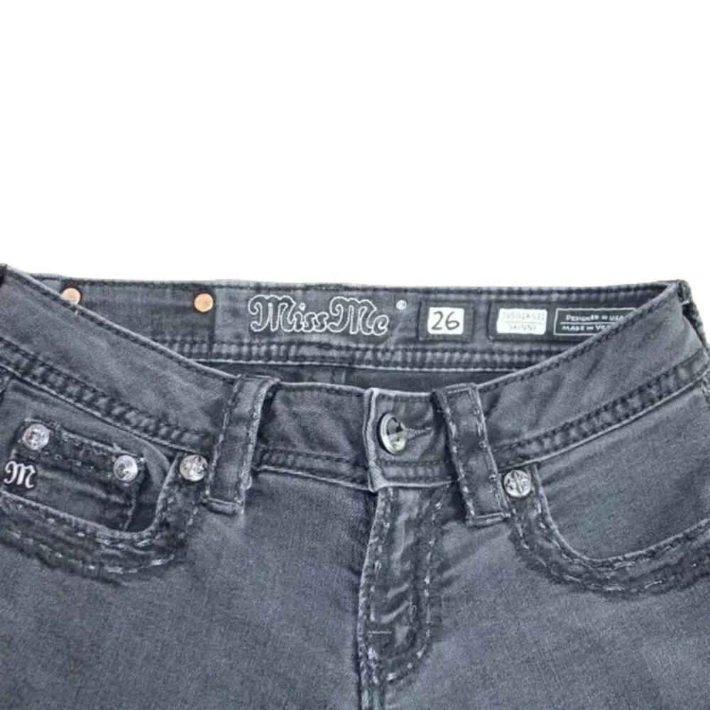Miss Me Light Black Fade Skinny, Size 26